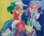 Jeune fille à la fleur by Yvonne Mottet, Huile sur toile, sold Nov 2025