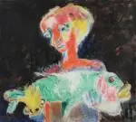 Jeune fille au poisson by Yvonne Mottet, Huile sur toile, sold Nov 2025