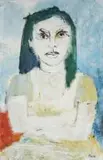 Portrait aux cheveux verts by Yvonne Mottet, Huile sur toile, sold Nov 2025