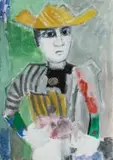 Chapeau jaune by Yvonne Mottet, Huile sur toile, sold Nov 2025