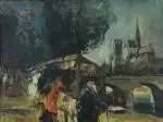 Les bouquinistes devant Notre Dame de Paris by Olivier Foss, Huile sur toile, sold Oct 2025