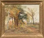 Un chemin dans un bois, paysage d'automne by Constantin Egorovitch Makovsky, Huile sur panneau, sold Jun 2025