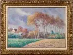 "Moulineux, maisons dans les arbres", c. 1903-1904 by Maximilien Luce, Huile sur toile, sold Jun 2025