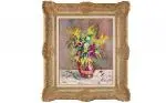 Anémones et mimosas by Henri Manguin, 1943, Huile sur toile, sold Jun 2025
