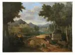Paysage au pont by Etienne Allegrain, Huile sur toile, sold Jun 2025