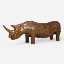Rhinoceros bench by Omersa & Company, c. 1965, leather, sold Aug 2024