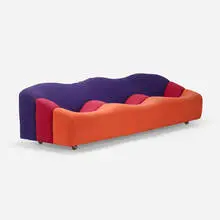 ABCD sofa by Pierre Paulin, 1968, upholstery, chrome-plated steel, rubber, casters, sold Aug 2024