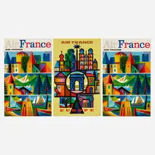 Air France posters, three by Jacques Nathan-Garamond, c. 1960, offset lithograph in colors, sold Aug 2024