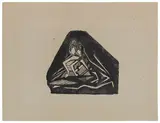 Untitled (Lovers) by Rabindranath Tagore, Woodblock print on paper, sold Feb 2025