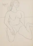 Untitled by F. N. Souza, Pencil on paper, sold Feb 2025
