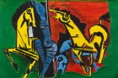 Untitled by M. F. Husain, Oil on canvas, sold Jan 2025