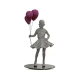 Girl with Balloons by Valay Shende, Stainless steel discs, colour coated stainless steel discs and colour coated SS base, sold Jan 2025