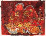 At Leisure by Avinash Chandra, Ink on paper, sold Jan 2025