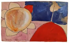 Untitled by Jogen Chowdhury, 1969, Gouache and pen on paper pasted on mount board, offered Jan 2025