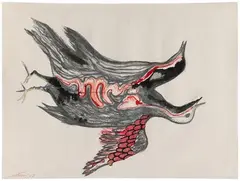 Untitled by Mithu Sen, Mixed media on paper pasted on mount board, sold Jan 2025