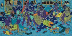 Ghotul by A. A. Almelkar, Gouache and ink on paper pasted on mount board, sold Jul 2025
