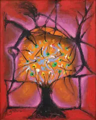Untitled by Manu Parekh, Acrylic and charcoal on cloth pasted on board, sold Jul 2025