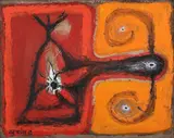 Untitled by Manu Parekh, Acrylic on paper pasted on cloth pasted on board, sold Jul 2025