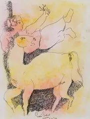 Untitled by Sakti Burman, 2012, Pastel and pen on paper, sold Jul 2025