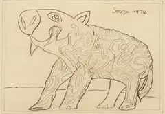 Untitled by F. N. Souza, 1974, Charcoal and pencil on paper, sold Dec 2025
