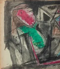 Untitled by Ram Kumar, 1975, Ink and pastel on paper pasted on mount board, sold Dec 2025