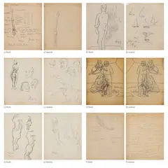 Untitled by F. N. Souza, 1943, Pen and pencil on paper; Pencil on paper, sold Dec 2025