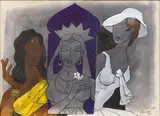 Untitled by M. F. Husain, Acrylic and charcoal on paper, sold Dec 2025