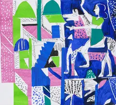 Untitled by K. G. Subramanyan, Gouache, pastel and paper cut-out on paper, sold Dec 2025