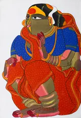 Untitled by Thota Vaikuntam, Acrylic on paper pasted on mount board, sold Dec 2025