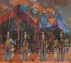 Untitled by Avinash Chandra, Ink and marker on printed paper, sold Dec 2025