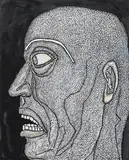Angry Man by Jogen Chowdhury, 2014, Pen and ink with mixed media on paper, sold Dec 2025