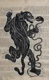 Battle of the Tiger and the Serpent by Nagdas, 2025, Natural pigments on paper, sold Dec 2025