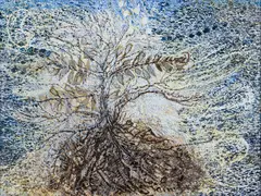 Untitled by Jayashree Chakravarty, 2019, Mixed media on canvas, sold Dec 2025