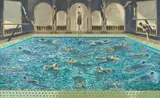 Swimmers Manual by Nataraj Sharma, 2018, Oil and collage on paper pasted on canvas, sold Dec 2025