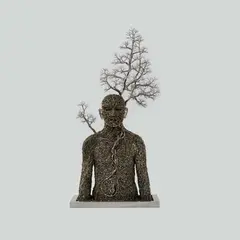 Untitled by Dhananjay Singh, Stainless steel wire and bronze, sold Dec 2025