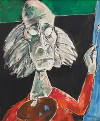 The Painter at Work by Paritosh Sen, 1996, Acrylic on canvas, sold Dec 2025
