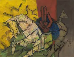 Untitled by M. F. Husain, Oil on canvas, sold Dec 2024