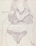 Untitled by F. N. Souza, 1968, Pen on paper, sold Dec 2024