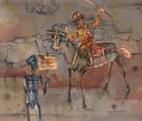 Untitled (Horse Rider) by Shyamal Dutta Ray, Watercolour on paper pasted on mount board, sold Dec 2024