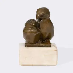 Reisfinkenpärchen by Wilhelm Krieger, Bronze, braun patiniert, sold Jun 2026