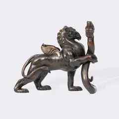 Leuchter 'Greif und Schlange' by Ernst Fuchs, Bronze, dunkelbraun patiniert und partiell gold poliert, sold Jun 2026