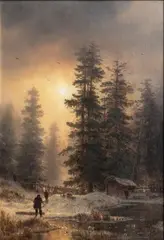 Jagd im Winterwald by Andreas Achenbach, 1848, Öl/Leinwand, sold Jun 2026