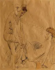 Zwei weibliche Akte by Max Pechstein, 1918, Kolorierte Federzeichnung, sold Jun 2026