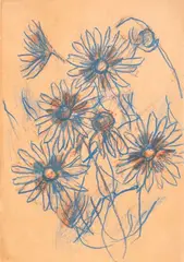 Große Margeriten-Blüten by Christian Rohlfs, 1928, Farbkreide, sold Jun 2026