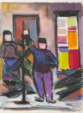 Der Weihnachtsbaumverkäufer by Bruno Krauskopf, Gouache und Ölkreide, sold Jun 2026