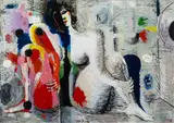 Hockende Frau by Karl Kluth, 1966, Öl/Hartfaser, sold Jun 2026