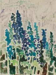 Ritterspornblüte in Colfosco by Siegward Sprotte, Gouache/Japan, sold Jun 2026