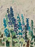 Ritterspornblüte in Colfosco by Siegward Sprotte, Gouache/Japan, sold Jun 2026