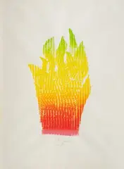 Flammenhand by Heinz Mack, 1981, Farbsiebdruck, sold Jun 2026