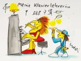 Meine Klavierlehrerin by Udo Lindenberg, 2018, Aquarell über Filzstift, sold Jun 2026